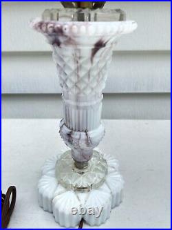 Vintage Purple Slag Swirled Slag Glass Electric Lamp Working