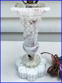 Vintage Purple Slag Swirled Slag Glass Electric Lamp Working