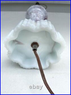 Vintage Purple Slag Swirled Slag Glass Electric Lamp Working