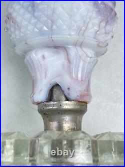 Vintage Purple Slag Swirled Slag Glass Electric Lamp Working