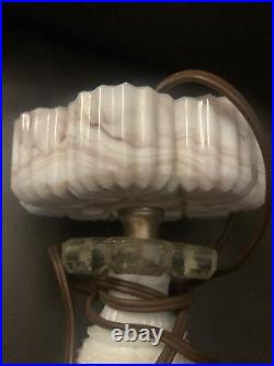 Vintage Purple Swirl Slag Glass Table Lamp