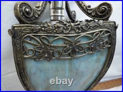 Vintage Rainbow Slag Glass Chandelier Porch Lamp Light Hanging Ornate Victorian