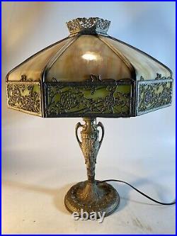 Vintage & Rare Bent Slag Glass Table Lamp (Please Read Description)