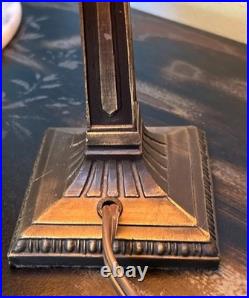 Vintage Rare Grafofoni Columbia Slag Glass Painted Revival Table Lamp