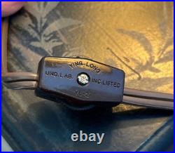 Vintage Rare Grafofoni Columbia Slag Glass Painted Revival Table Lamp