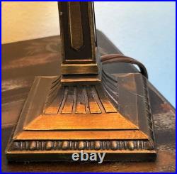 Vintage Rare Grafofoni Columbia Slag Glass Painted Revival Table Lamp