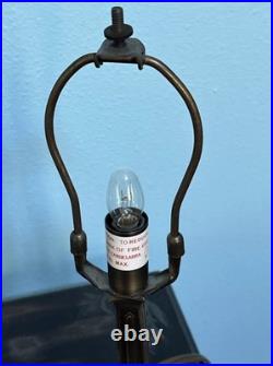 Vintage Rare Grafofoni Columbia Slag Glass Painted Revival Table Lamp