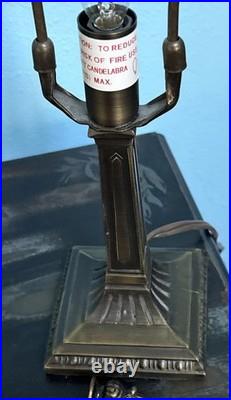 Vintage Rare Grafofoni Columbia Slag Glass Painted Revival Table Lamp