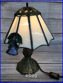 Vintage Rare Leaded Stained Slag Glass Desk Table Office Lamp Antique Style