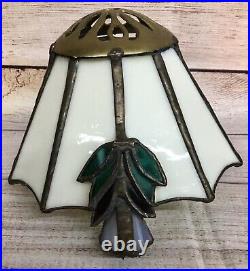 Vintage Rare Leaded Stained Slag Glass Desk Table Office Lamp Antique Style