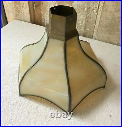 Vintage Set Arts & Craft Mission Slag Glass Chandelier Lamp Light Fixture Shades