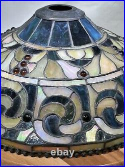 Vintage Signed 16 Dale Tiffany Slag Glass Lamp Shade Excellent -A18