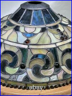 Vintage Signed 16 Dale Tiffany Slag Glass Lamp Shade Excellent -A18