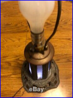 Vintage Signed PH Blue Slag Lamp