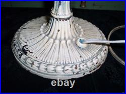 Vintage Signed Salem Bros No. 14 Bent Slag 7 Width Table Lamp Chippy Paint