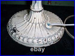 Vintage Signed Salem Bros No. 14 Bent Slag 7 Width Table Lamp Chippy Paint Vintage Signed Salem Bros No. 14 Bent Slag 7 Width Table Lamp Chippy Paint