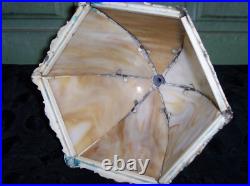 Vintage Signed Salem Bros No. 14 Bent Slag 7 Width Table Lamp Chippy Paint