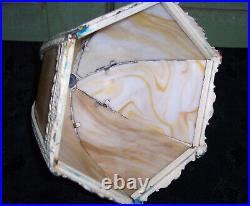 Vintage Signed Salem Bros No. 14 Bent Slag 7 Width Table Lamp Chippy Paint