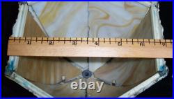 Vintage Signed Salem Bros No. 14 Bent Slag 7 Width Table Lamp Chippy Paint