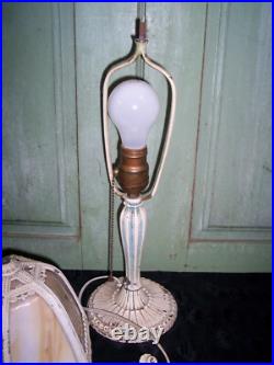 Vintage Signed Salem Bros No. 14 Bent Slag 7 Width Table Lamp Chippy Paint