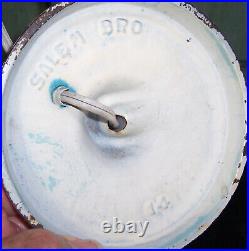 Vintage Signed Salem Bros No. 14 Bent Slag 7 Width Table Lamp Chippy Paint Vintage Signed Salem Bros No. 14 Bent Slag 7 Width Table Lamp Chippy Paint