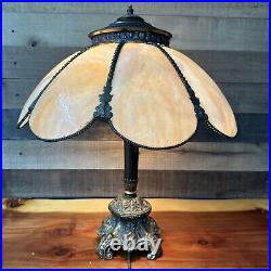 Vintage Slag Carmel Glass Double Light Table Lamp 22