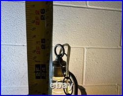 Vintage Slag Glass Hanging Oil Light Fixture Brass Tone Swag Hurricane Lamp