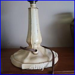 Vintage Slag Glass Lamp Lavender Purple Small 15 Inch Cream Metal Cottagecore