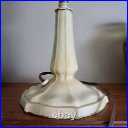 Vintage Slag Glass Lamp Lavender Purple Small 15 Inch Cream Metal Cottagecore