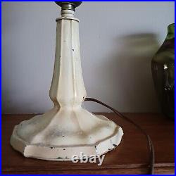 Vintage Slag Glass Lamp Lavender Purple Small 15 Inch Cream Metal Cottagecore