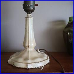 Vintage Slag Glass Lamp Lavender Purple Small 15 Inch Cream Metal Cottagecore