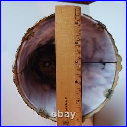 Vintage Slag Glass Lamp Lavender Purple Small 15 Inch Cream Metal Cottagecore