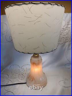 Vintage Slag Glass Lamp Night Light Base Fiberglass Shade Vintage Slag Glass Lamp Night Light Base Fiberglass Shade