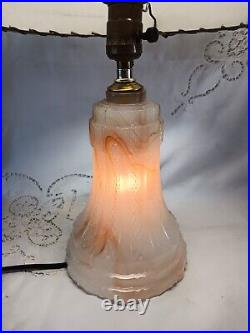 Vintage Slag Glass Lamp Night Light Base Fiberglass Shade Vintage Slag Glass Lamp Night Light Base Fiberglass Shade