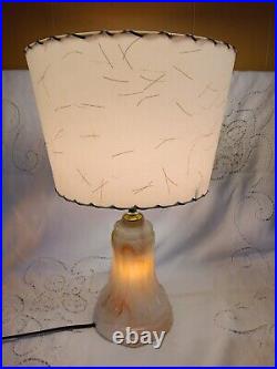Vintage Slag Glass Lamp Night Light Base Fiberglass Shade Vintage Slag Glass Lamp Night Light Base Fiberglass Shade