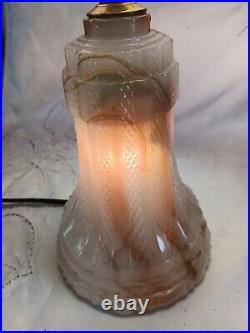 Vintage Slag Glass Lamp Night Light Base Fiberglass Shade Vintage Slag Glass Lamp Night Light Base Fiberglass Shade