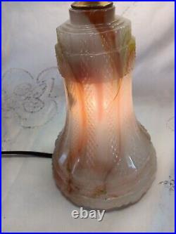 Vintage Slag Glass Lamp Night Light Base Fiberglass Shade Vintage Slag Glass Lamp Night Light Base Fiberglass Shade