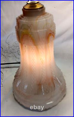 Vintage Slag Glass Lamp Night Light Base Fiberglass Shade Vintage Slag Glass Lamp Night Light Base Fiberglass Shade