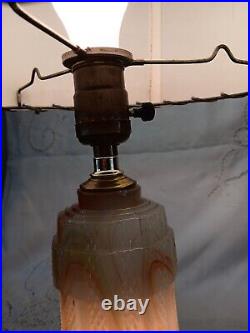 Vintage Slag Glass Lamp Night Light Base Fiberglass Shade Vintage Slag Glass Lamp Night Light Base Fiberglass Shade