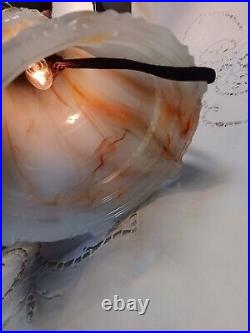 Vintage Slag Glass Lamp Night Light Base Fiberglass Shade Vintage Slag Glass Lamp Night Light Base Fiberglass Shade