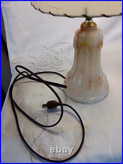 Vintage Slag Glass Lamp Night Light Base Fiberglass Shade Vintage Slag Glass Lamp Night Light Base Fiberglass Shade
