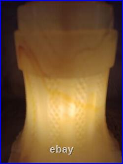 Vintage Slag Glass Lamp Night Light Base Fiberglass Shade Vintage Slag Glass Lamp Night Light Base Fiberglass Shade