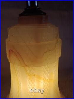 Vintage Slag Glass Lamp Night Light Base Fiberglass Shade Vintage Slag Glass Lamp Night Light Base Fiberglass Shade