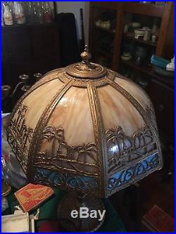 Vintage Slag Glass Lamp Oasis Colorful
