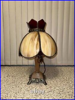 Vintage Slag Glass Lamp Table Lamp