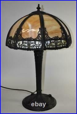 Vintage Slag Glass Panel Lamp 15 Shade