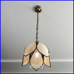 Vintage Slag Glass Pendant Ceiling Light Fixture