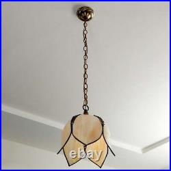 Vintage Slag Glass Pendant Ceiling Light Fixture