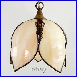 Vintage Slag Glass Pendant Ceiling Light Fixture