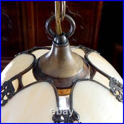 Vintage Slag Glass Pendant Ceiling Light Fixture
